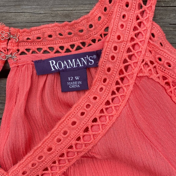 Roaman’s Coral cold shoulder blouse lightweight rayon - new  size 12W - Picture 6 of 15